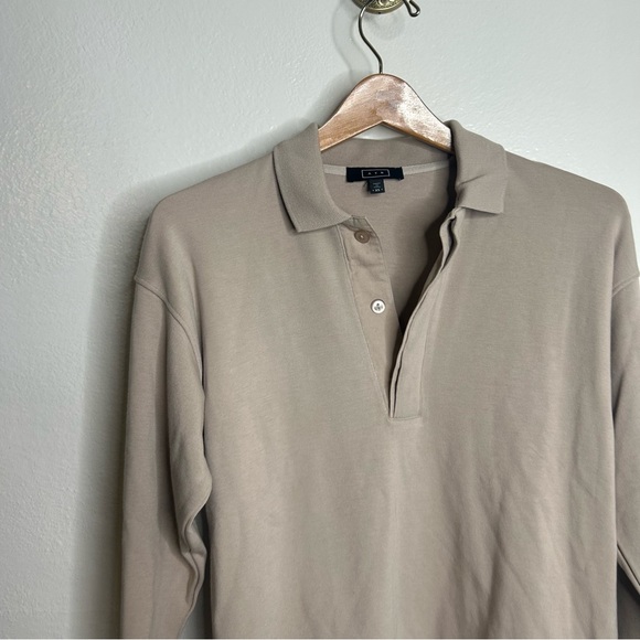AYR The Cool Long Sleeve Pima Cotton Modal Polo Top Tan Size XS - Picture 4 of 15